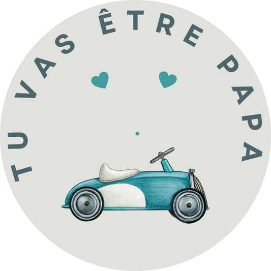 ANNONCE NAISSANCE PAPY VOITURE BLEUE VINTAGE