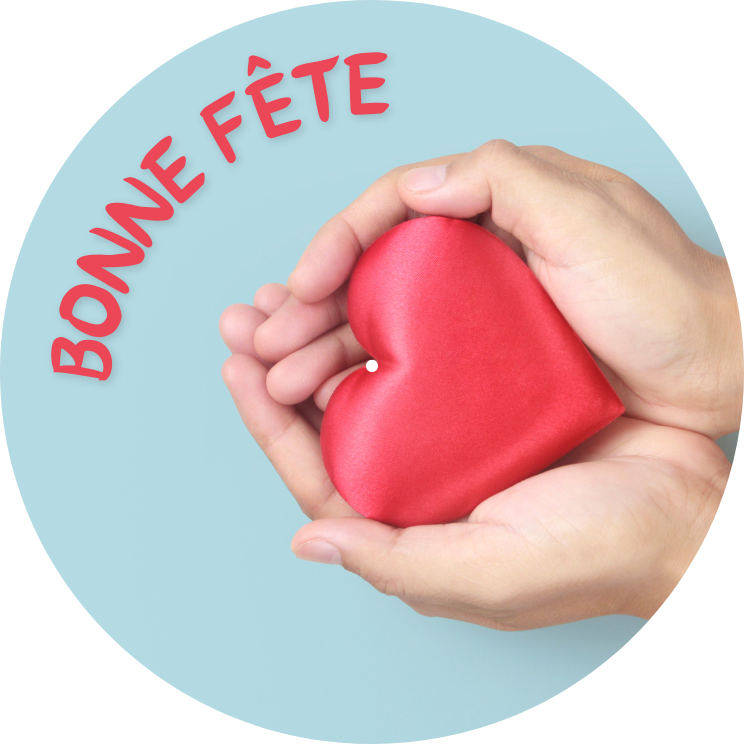 BONNE FETE MAIN COEUR ROUGE