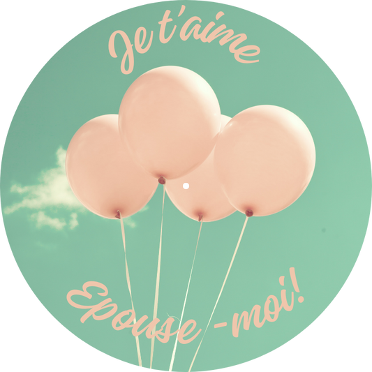 DEMANDE EN MARIAGE BALLON ROSE FOND VERT