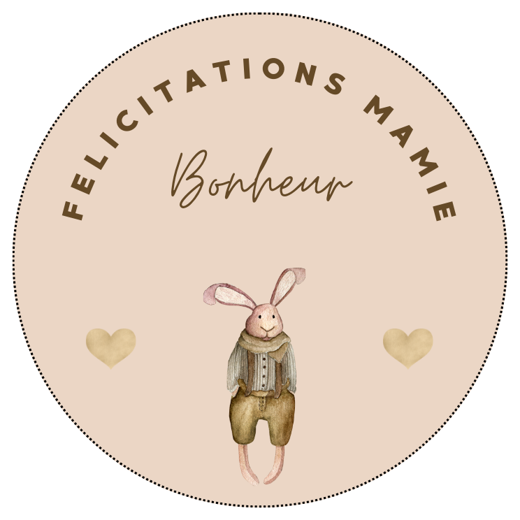 ANNONCE NAISSANCE MAMIE LAPIN VINTAGE BEIGE