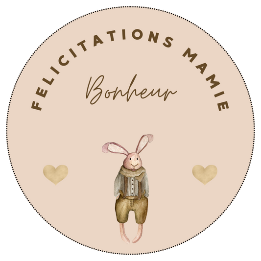 ANNONCE NAISSANCE MAMIE LAPIN VINTAGE BEIGE