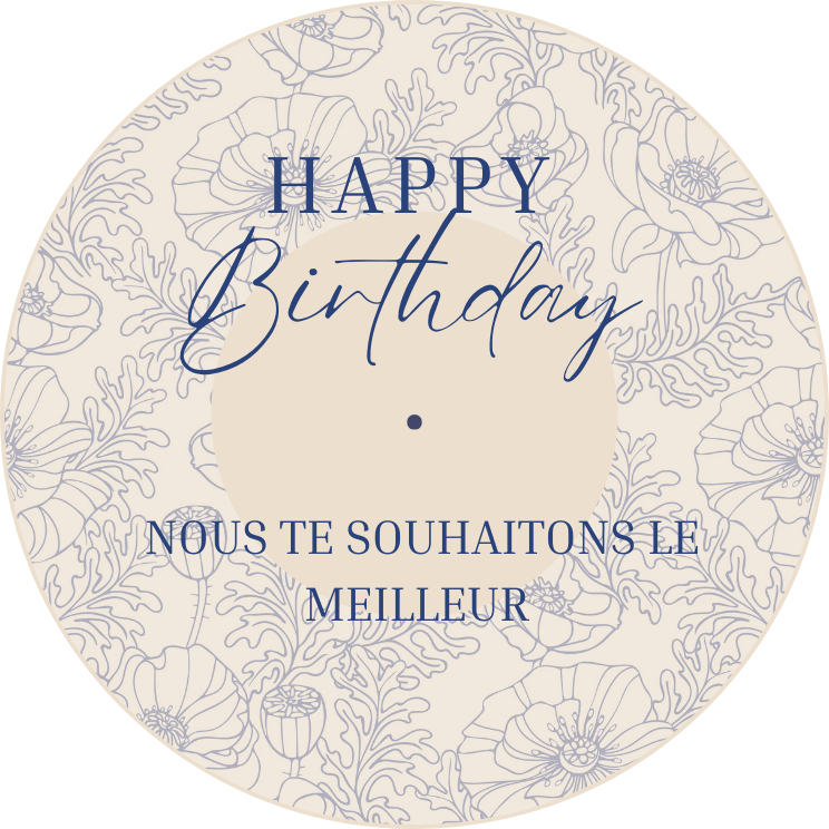 Joyeux anniversaire vintage fleurs bleues