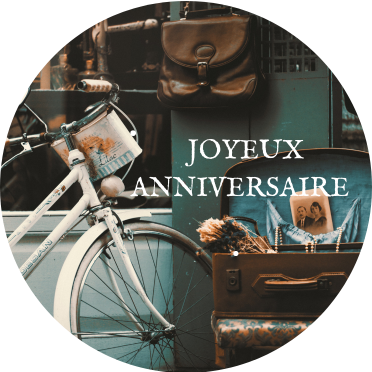 Joyeux anniversaire photo vélo vintage