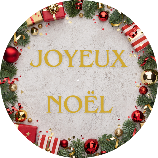 JOYEUX NOEL COURONNE SAPIN ET ROUGE